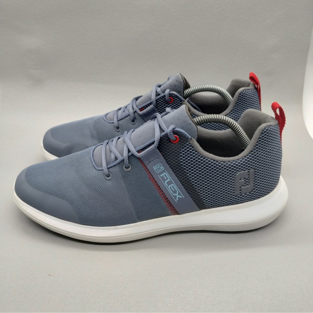 FootJoy Flex Mens 10.5 Spikeless Golf Shoes Grey Blue 56102 Mesh Low Top